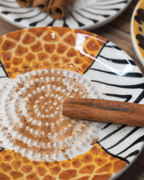 Keramik Reibeteller Handmade - ZEBRA & GIRAFFE in GRÜN - Kumaio™ Selecto