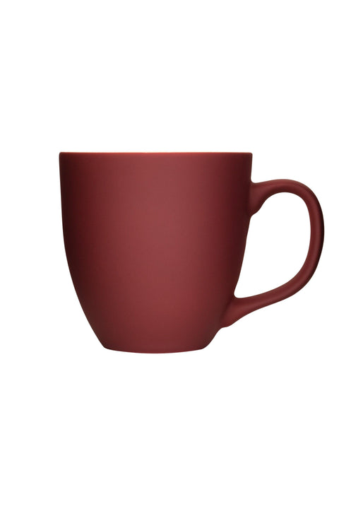 Großer Porzellan-Kaffeebecher mit matter Soft-Touch Oberfläche, 450 ml - Die Tasse für jeden Tag! In MATT WEINROT - Kumaio™ Selecto