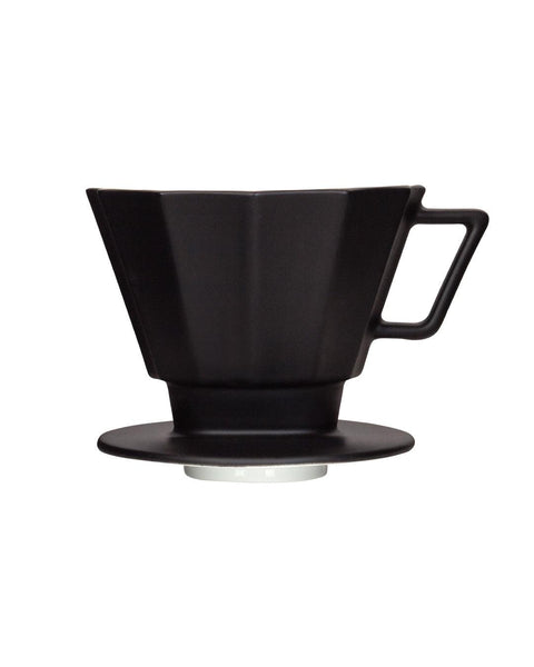 Porzellan Kaffeefilter, wiederverwendbarer Dauerfilter, für Filtertüten 1x4, Größe 4, Mattes schwarz - Kumaio™ Selecto